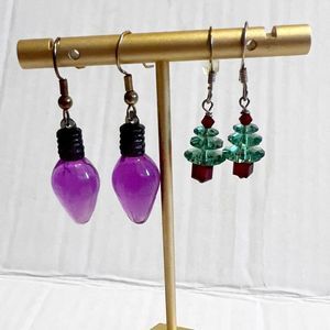 Set of Christmas Earrings Tree and Lights